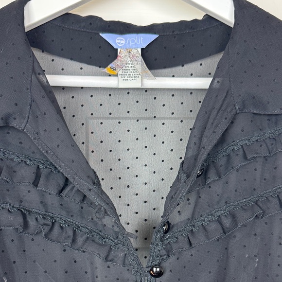 Split Black Ruffled Mini Dress - Picture 7 of 16